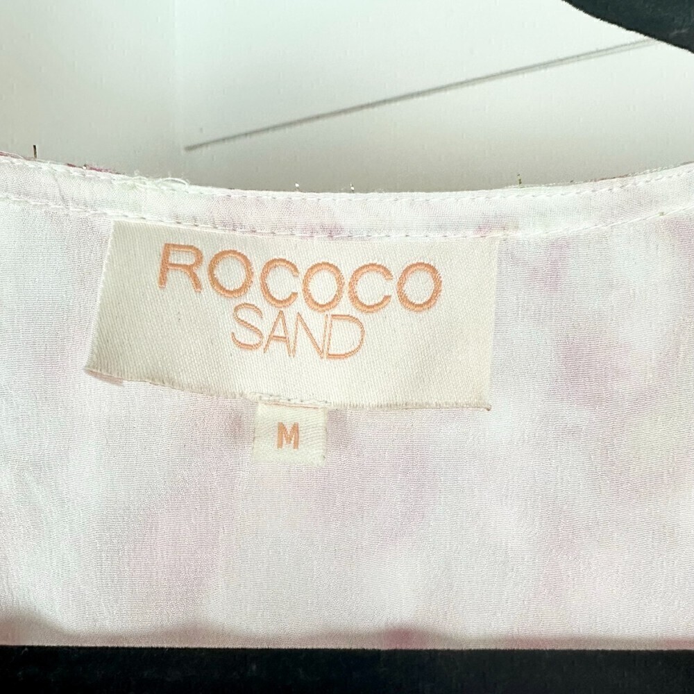 Rococo Sand Candy Blouse Pink Paisley Metallic Long Sleeve Size Medium - Picture 11 of 12